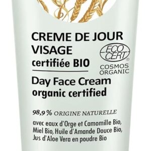 Crème de Jour Visage Peau Douce - Maxi Format 100 ml - Certifiée Bio – 99% d’Origine Naturelle à l'Eau d'Orge Bio